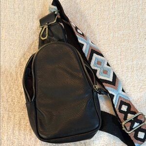 Black Leather Sling Bag